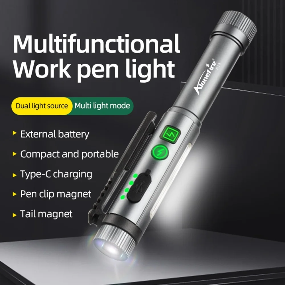 Mini linterna Alonefire con LED COB y modos de luz