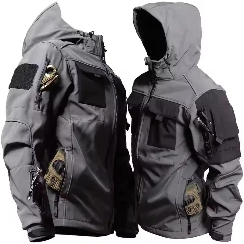 Chaqueta táctica de invierno hombre con capucha, cortavientos - imagen 4