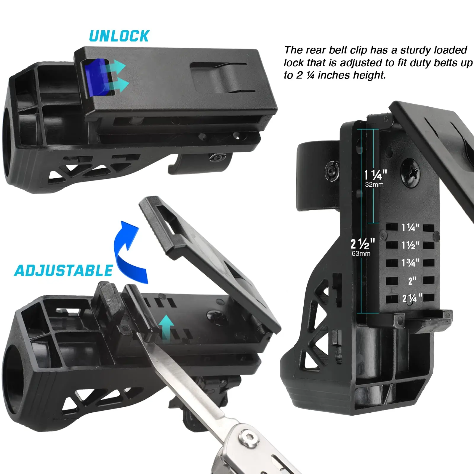 Funda táctica para linterna con bloqueo lateral y soporte giratorio - imagen 3