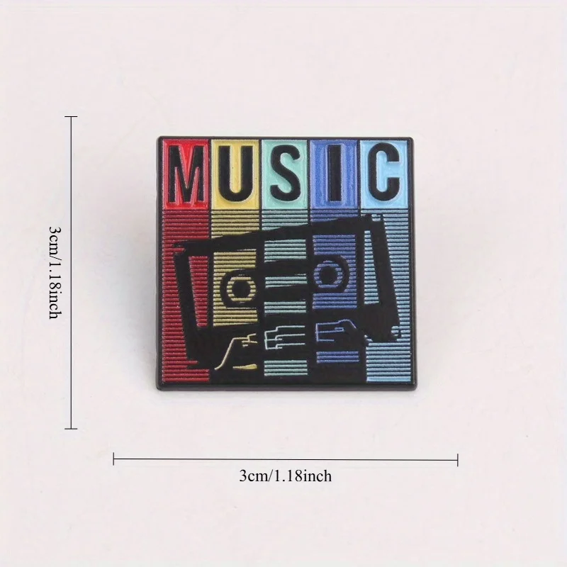 Pin música retro casete neón arcoíris – pieza audio vintage original - imagen 3