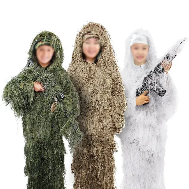 Traje Ghillie táctico 3D de hierba militar con pantalón y funda - imagen 4