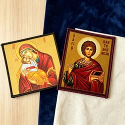 Parche religioso ortodoxo Virgen María Jesús San Panteleimon velcro