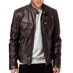 Chaqueta cuero motociclista hombre – Polipiel con solapa ajustada