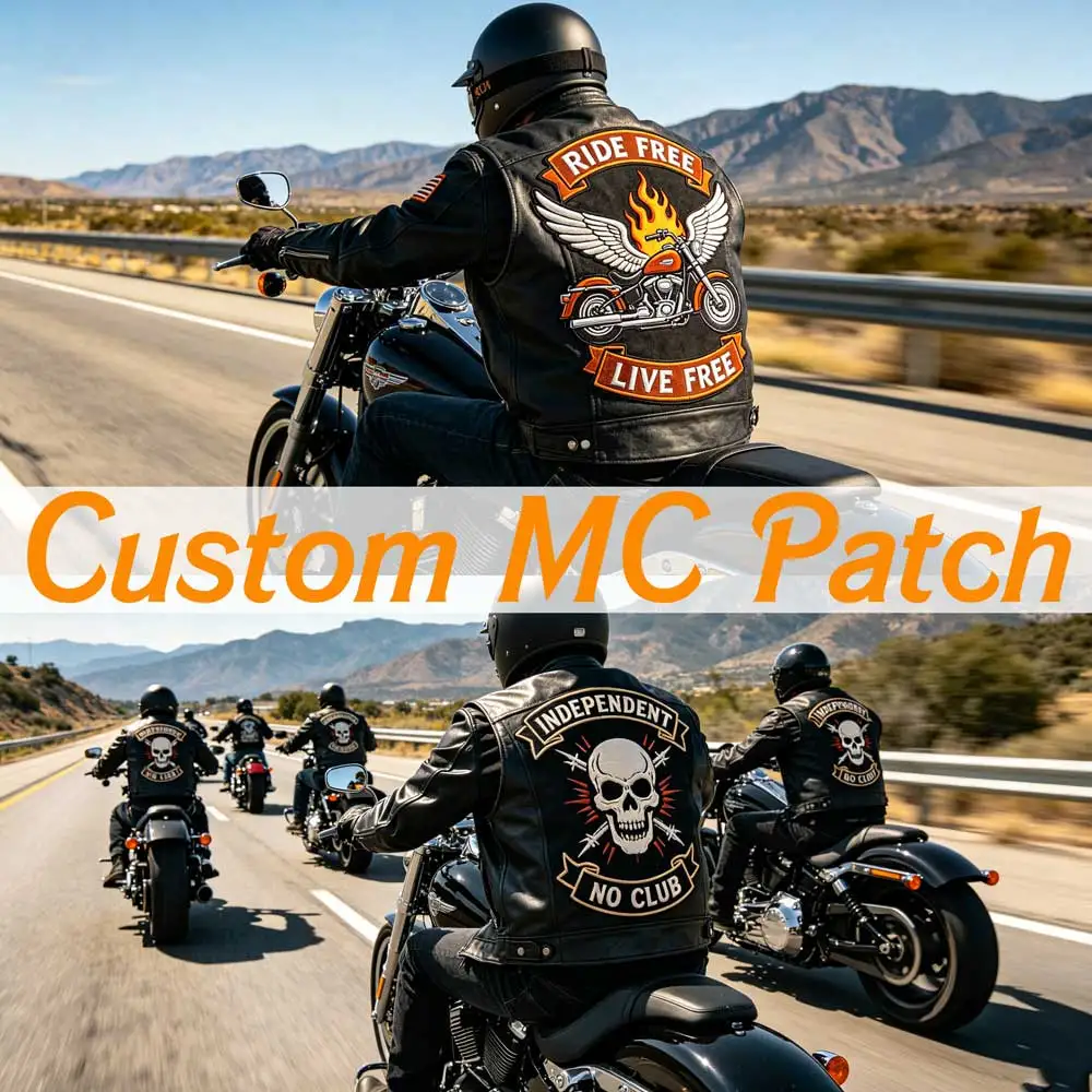 Parche bordado punk biker trasero grande para chalecos y chaquetas