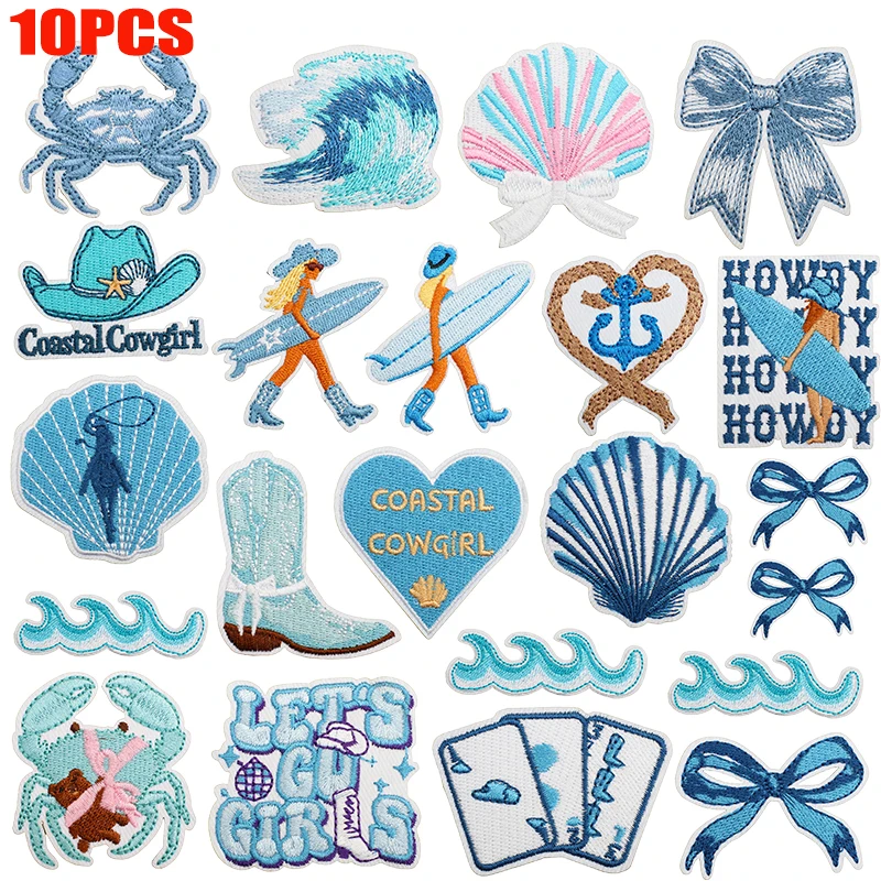 Parches bordados estilo vaquero y surf