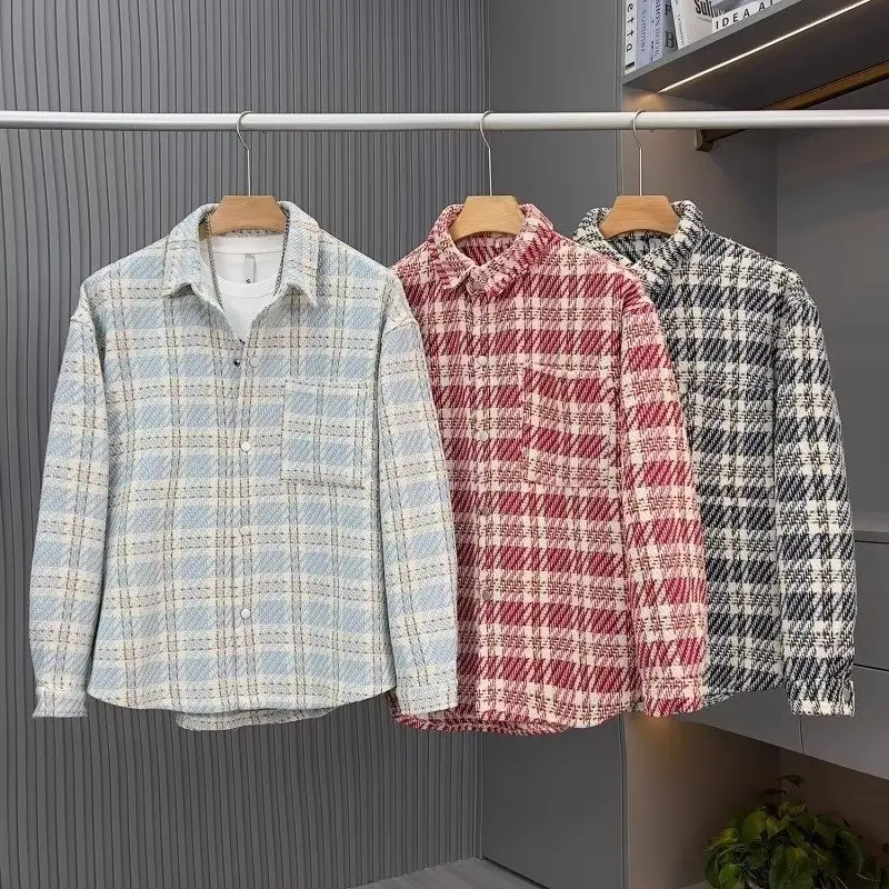 Chaqueta Tweed a Cuadros de Hombre Manga Larga Informal - imagen 4