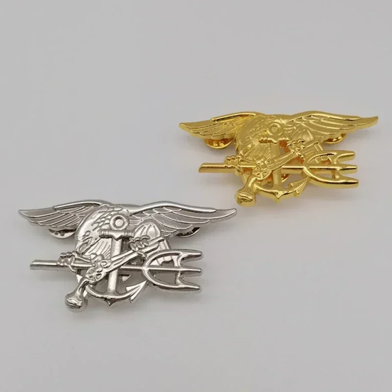 Insignia táctica SEALs Navy tridente dorado y plateado - imagen 3