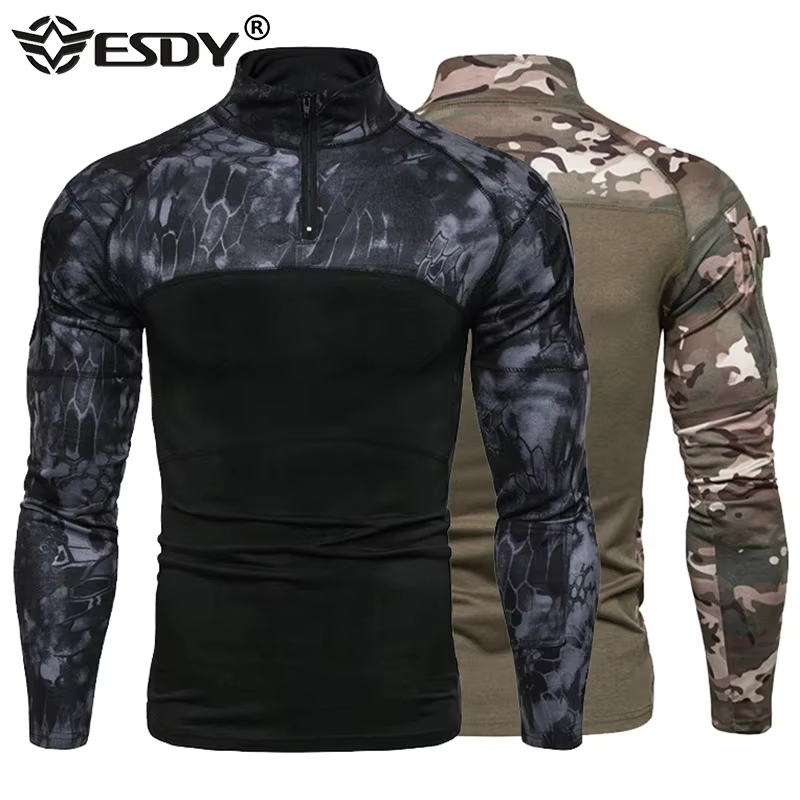 Camiseta táctica militar estilo USA manga larga camuflaje - imagen 3