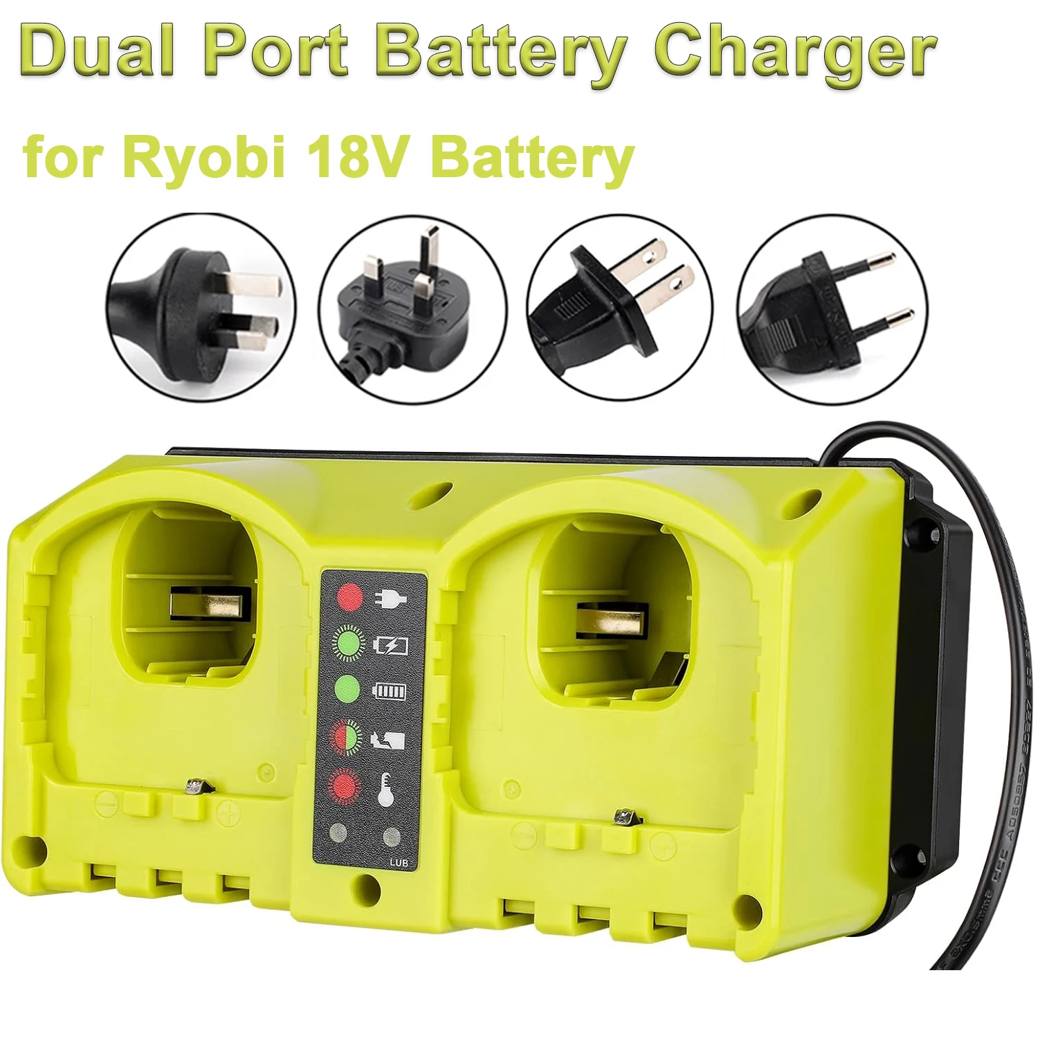 Cargador rápido Ryobi 18V para herramientas; batería no incluida - imagen 5