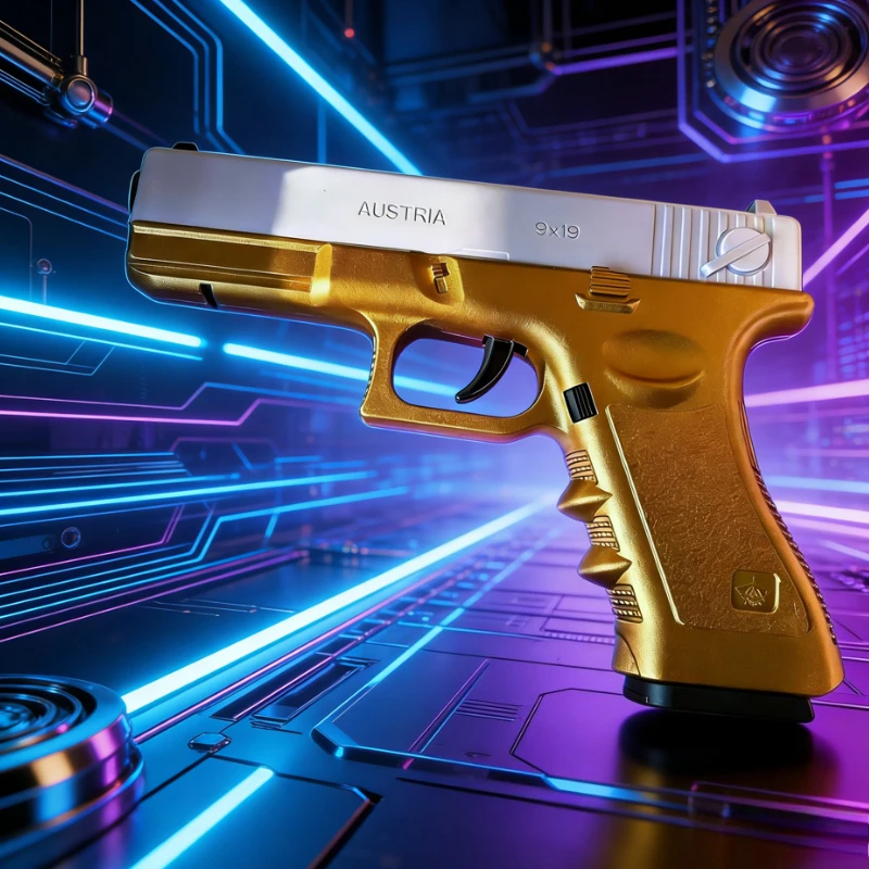 Pistola balas de goma suave dorada – réplica juguete - imagen 5