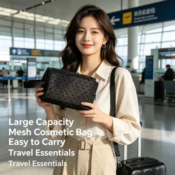 Bolsa de aseo compacta de malla gran capacidad para viaje