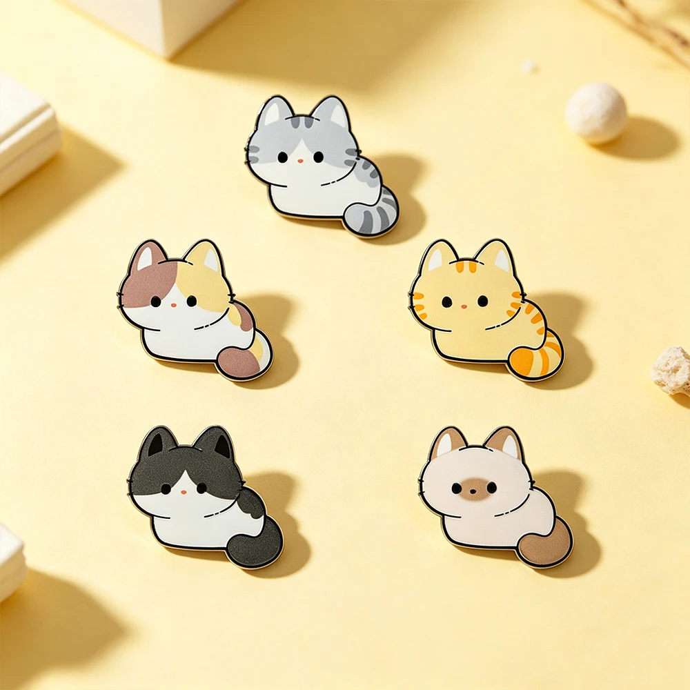 Broches de solapa esmaltados de gatos kawaii para chaquetas y mochilas - imagen 4