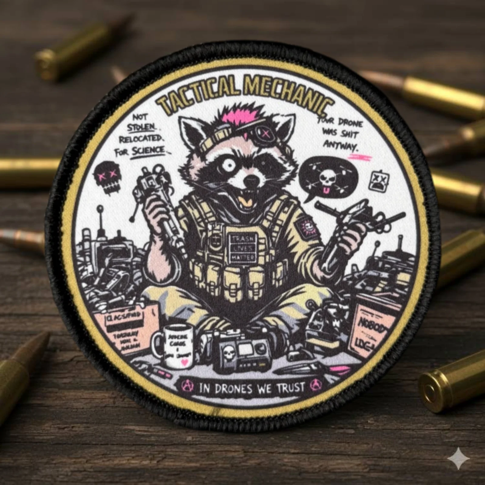DroneTactical Parche táctico Mapache Mecánico con gancho y bucle - imagen 5