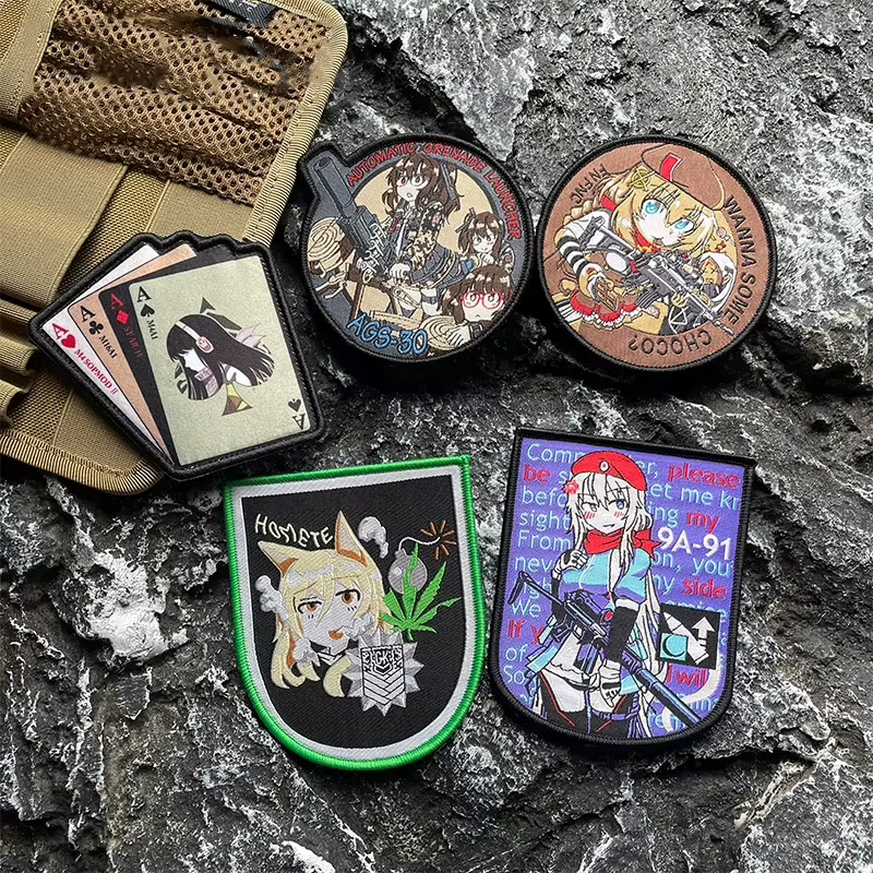 Parche táctico bordado guerrero pistola anime para mochila