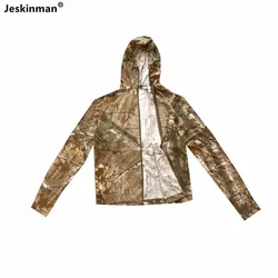 Chaqueta de pesca algodón camuflaje transpirable con capucha hombre