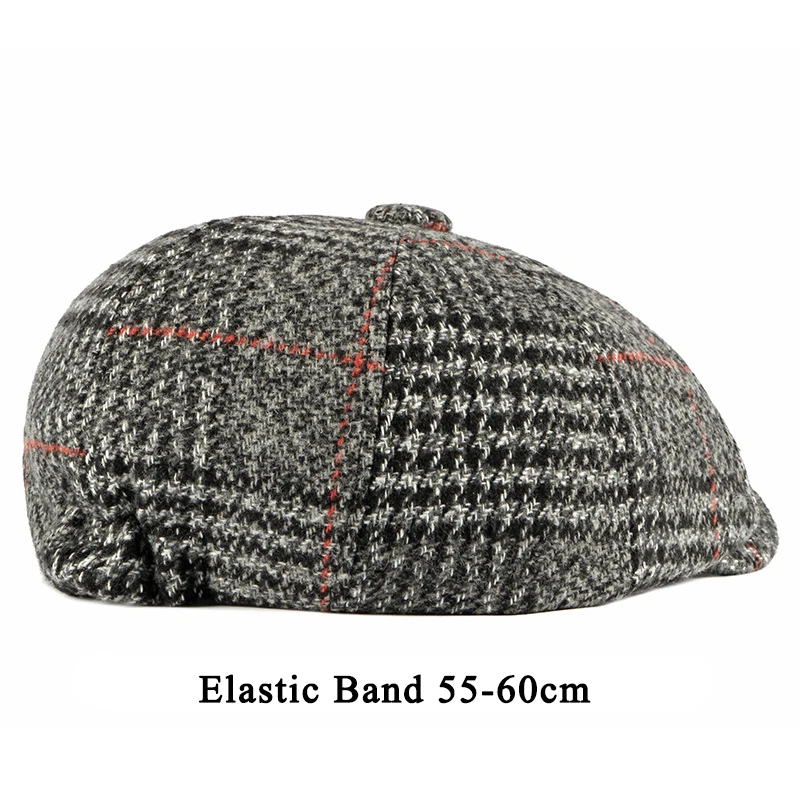 Gorra plana estilo retro cuadros negros – boina y banda elástica - imagen 2