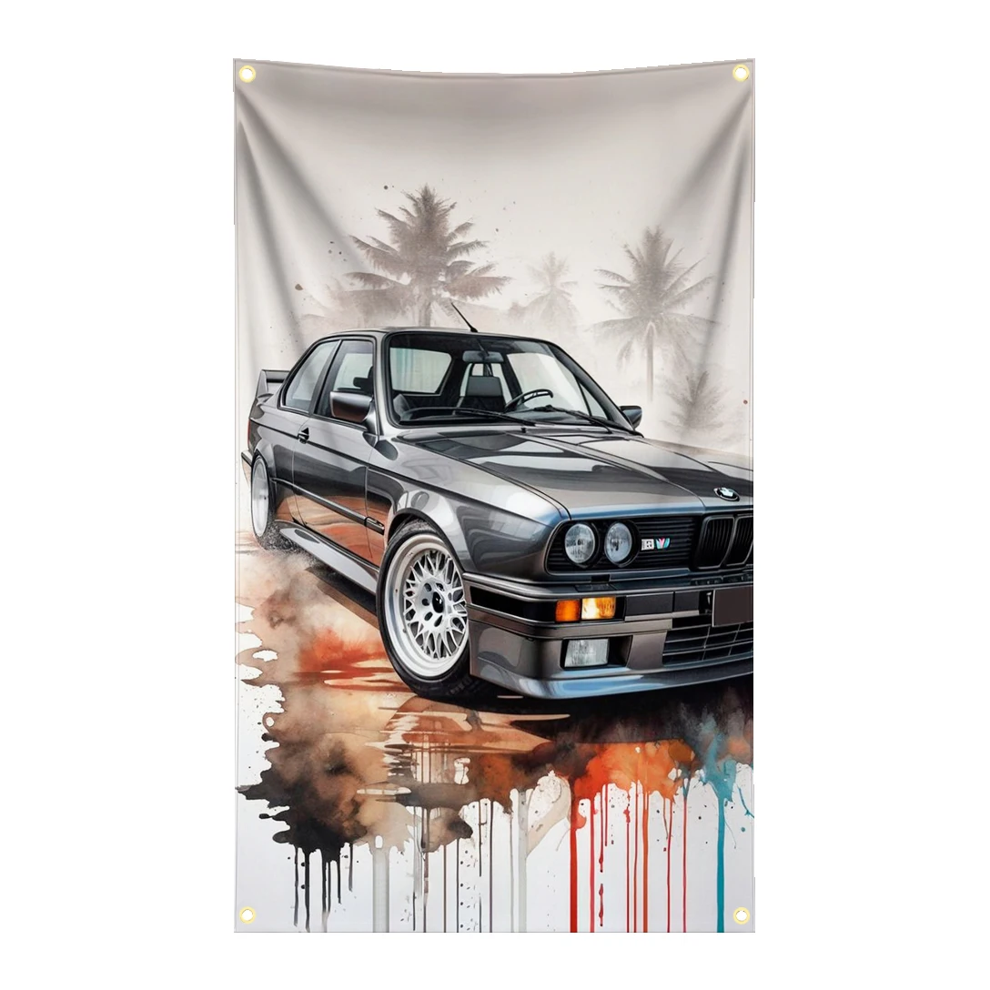 Bandera coche BMW E30 tapiz poliéster impresión digital garaje - imagen 4