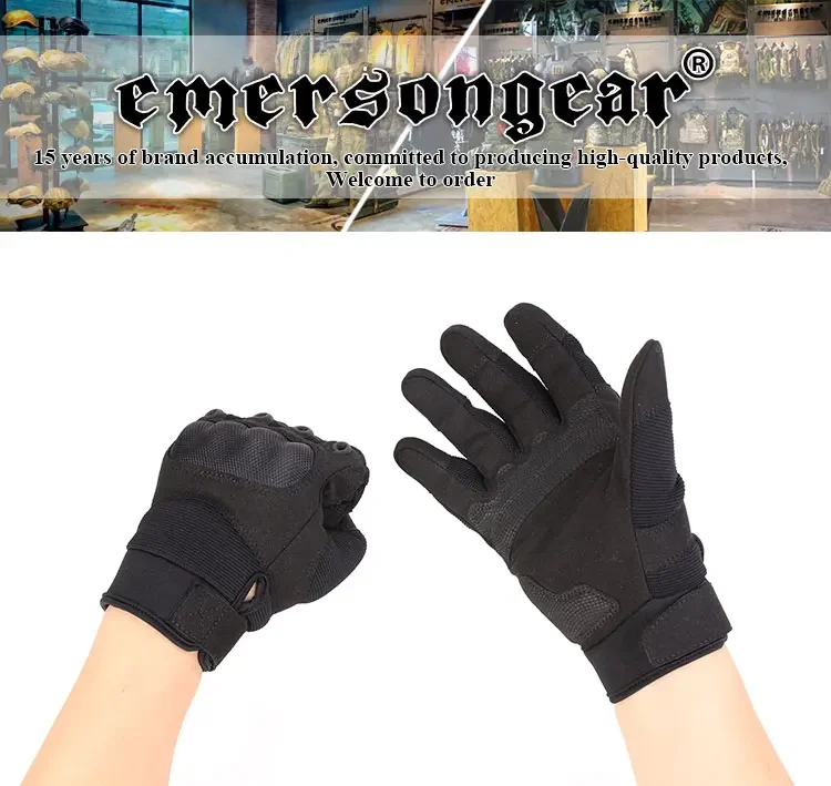 Guantes tácticos con dedos completos y protección en nudillos