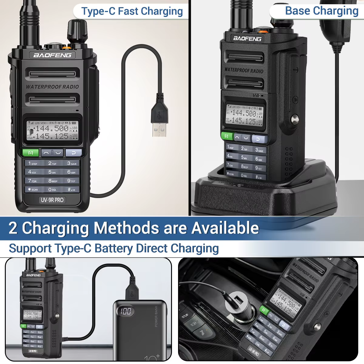 Baofeng UV-9R PRO walkie talkie táctico IP68 de largo alcance - imagen 5