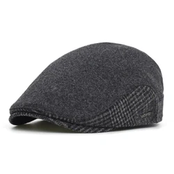 Gorra plana vintage lana cálida con visera ajustable