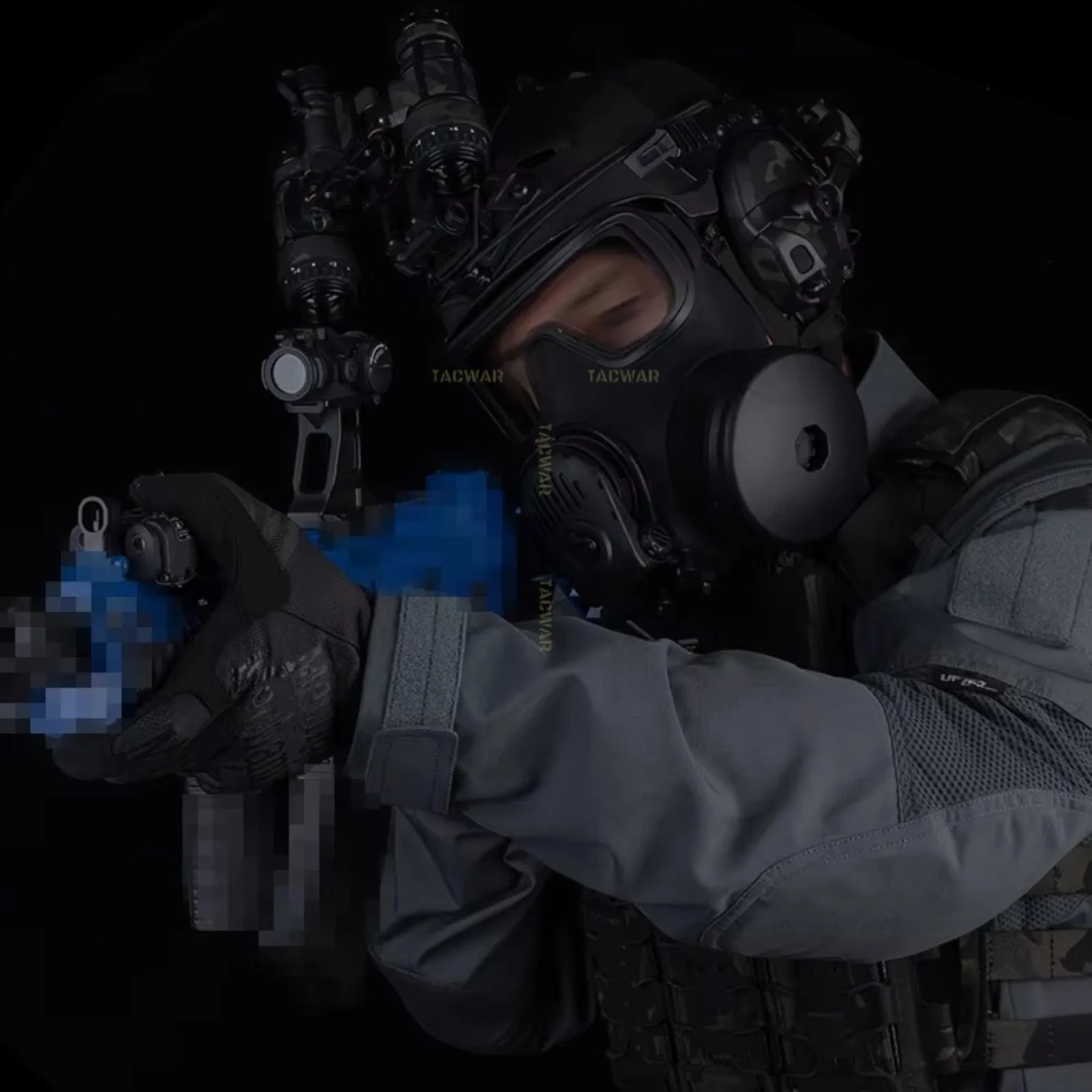 Máscara de gas airsoft FM-53 simulada con micrófono y ventilación - imagen 4
