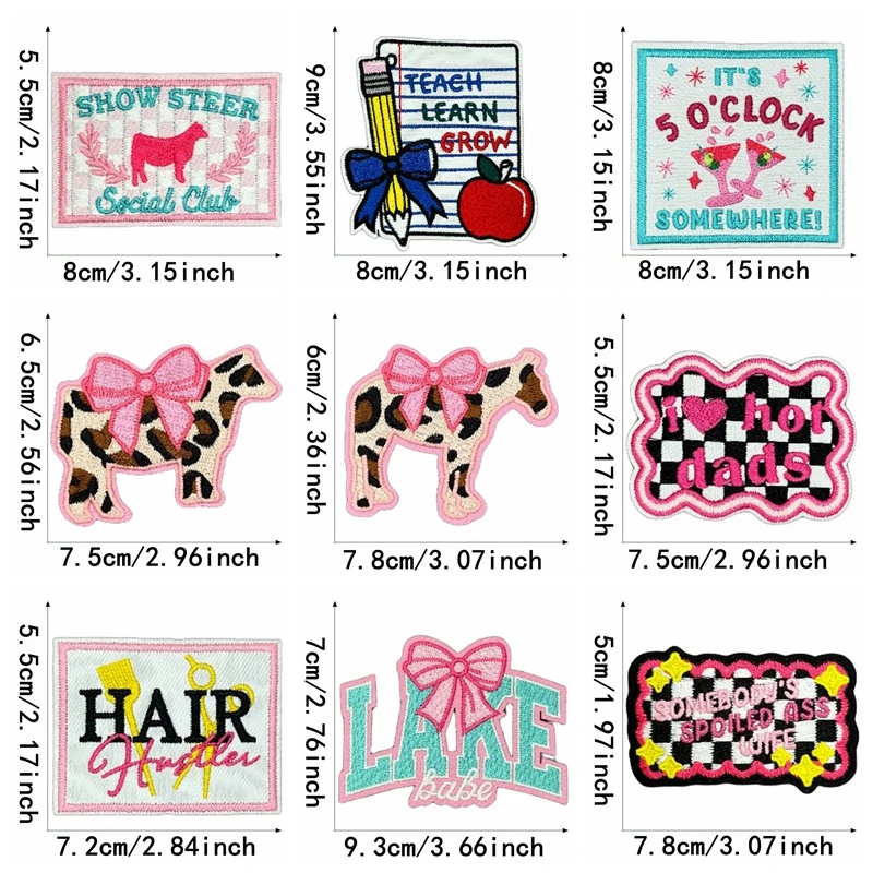 Parche termoadhesivo bordado letras y eslóganes rosa para ropa - imagen 2