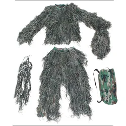Traje Ghillie táctico 3D de hierba militar con pantalón y funda