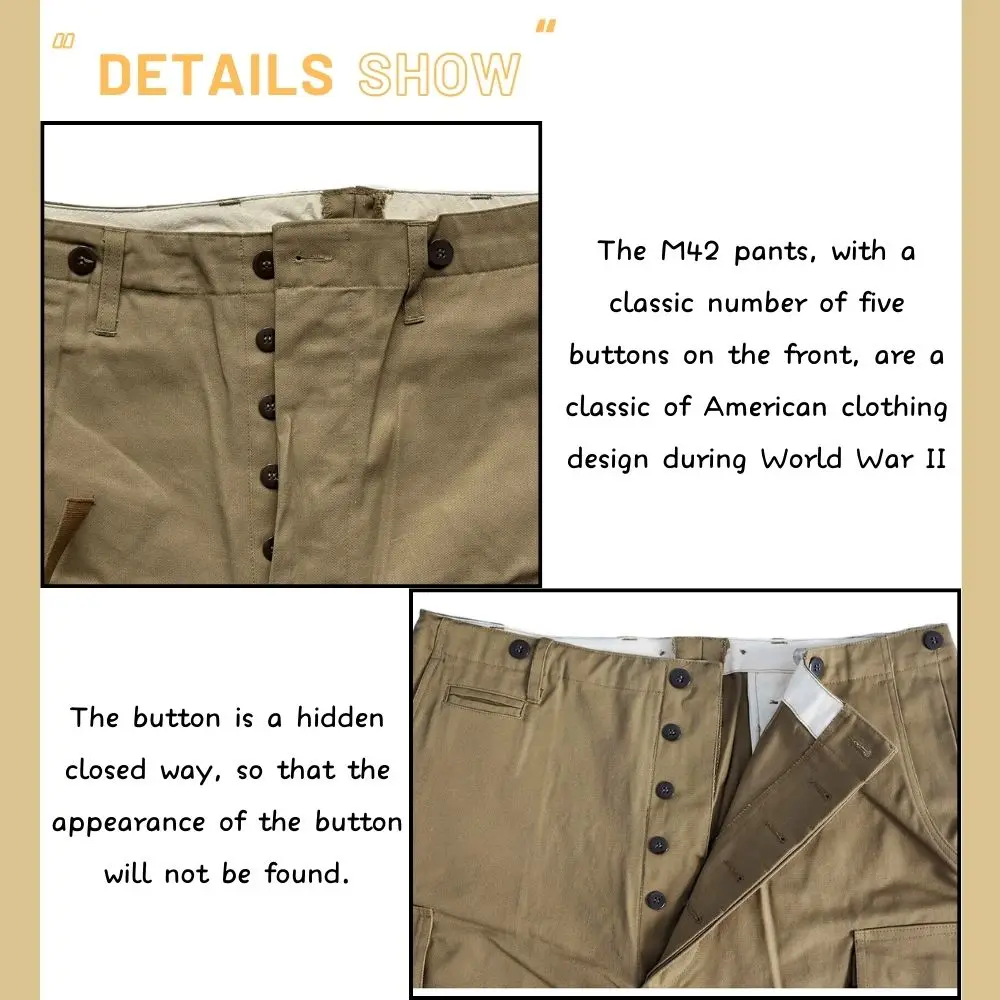 Acabado del tejido y detalles del pantalón M42