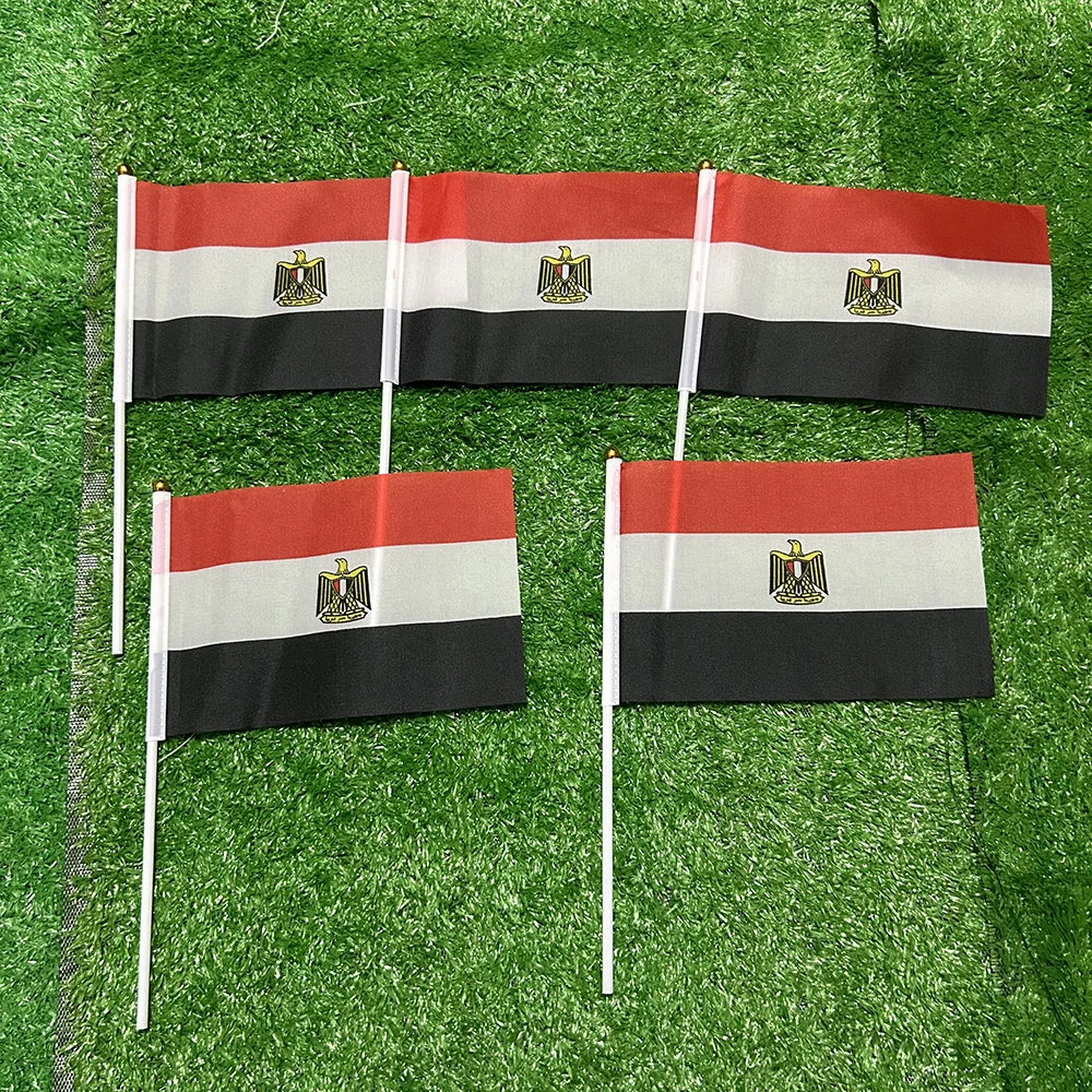 Bandera de Egipto con asta de plástico para agitar y decorar - imagen 3