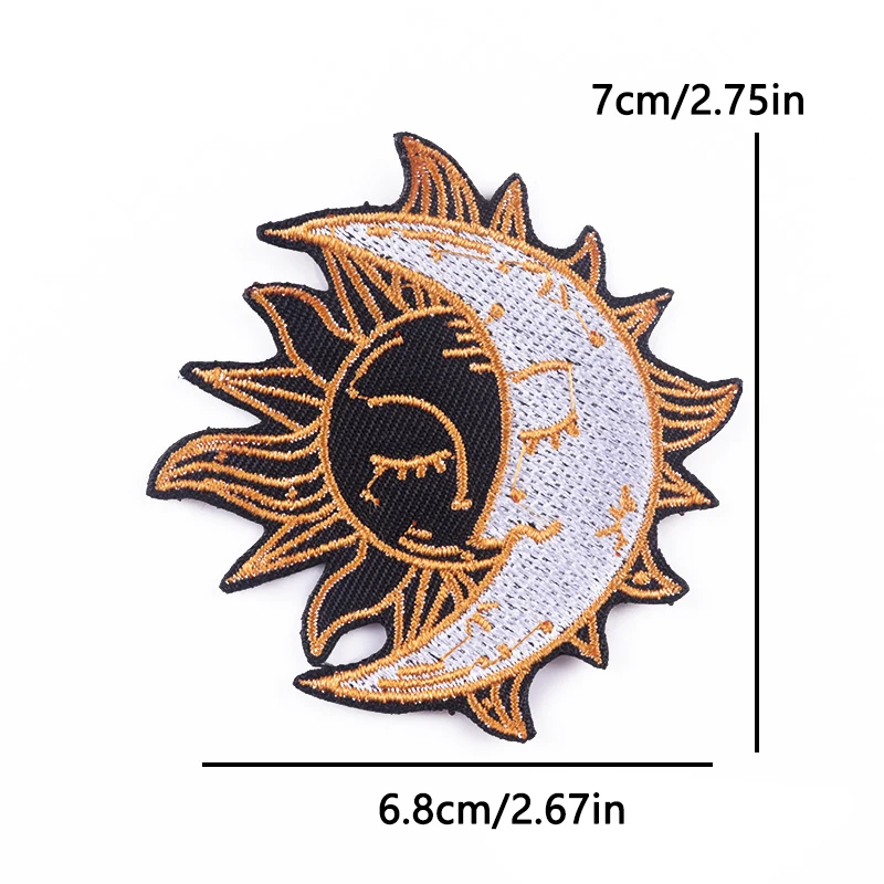 Parches termoadhesivos Boho sol y luna retro vintage para ropa