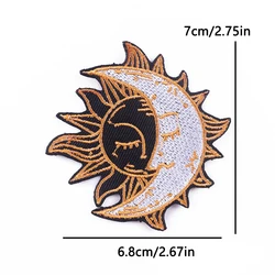 Parches termoadhesivos Boho sol y luna retro vintage para ropa