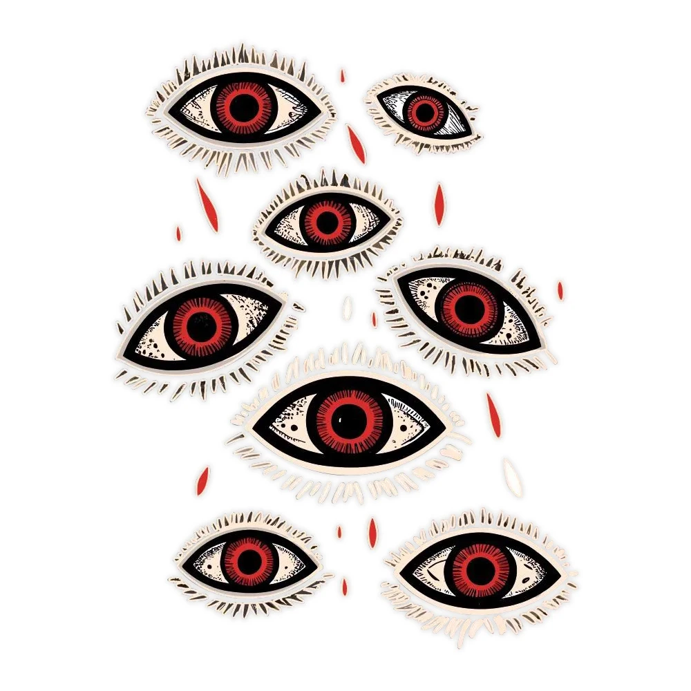 Parche termoadhesivo ojos rojos para ropa, transferencia térmica