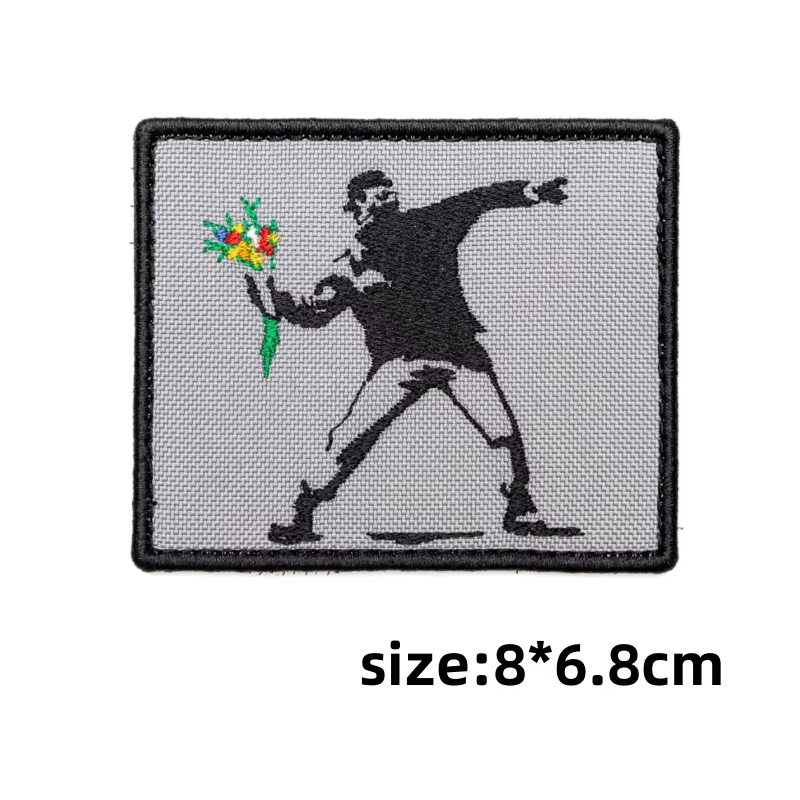 Parche bordado ametralladora táctico – Gancho y bucle para ropa mochila - imagen 2