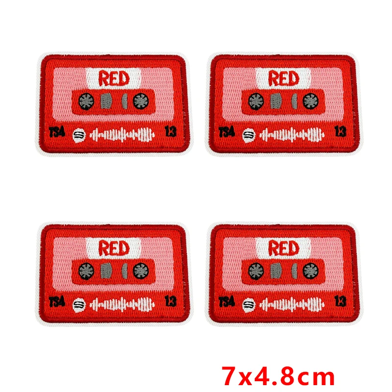 Parche bordado disco retro rojo – termoadhesivo para coser o planchar - imagen 4