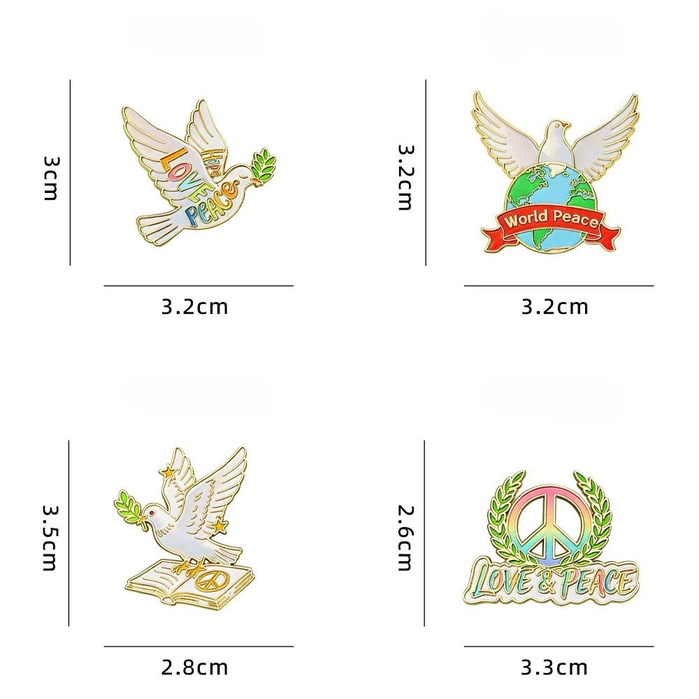 Pin broche paloma de la paz, rama olivo y símbolo Tierra - imagen 4