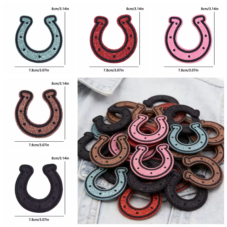 Parche bordado herradura con purpurina multicolor, termoadhesivo - imagen 4