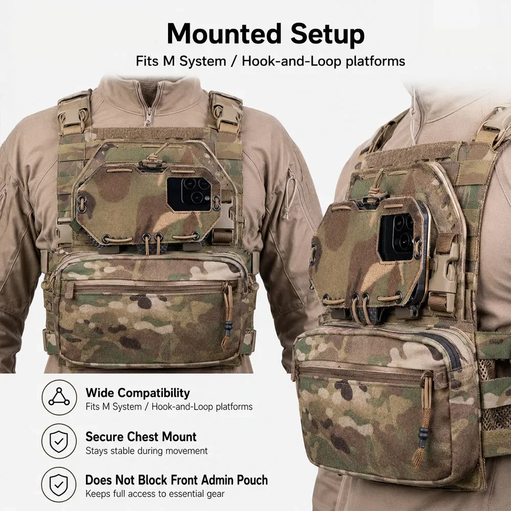 Soporte táctico MOLLE plegable para móvil con cordón elástico ajustable - imagen 3