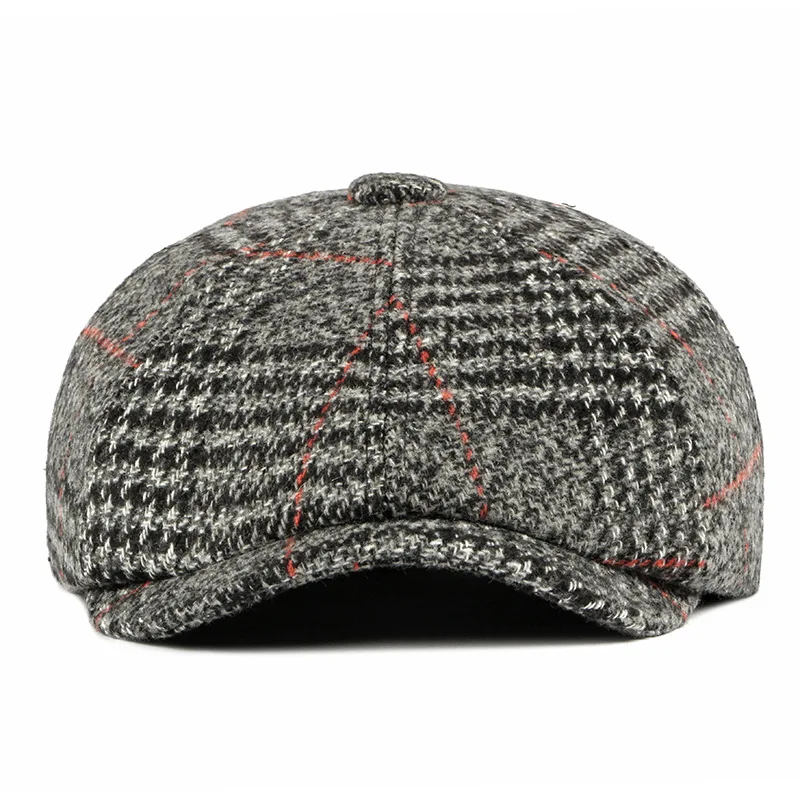 Gorra plana estilo retro cuadros negros – boina y banda elástica