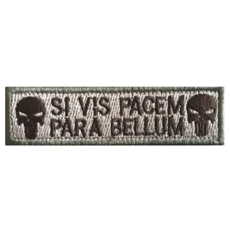 Parche táctico bordado calavera velcro lema Si vis pacem para bellum - imagen 3