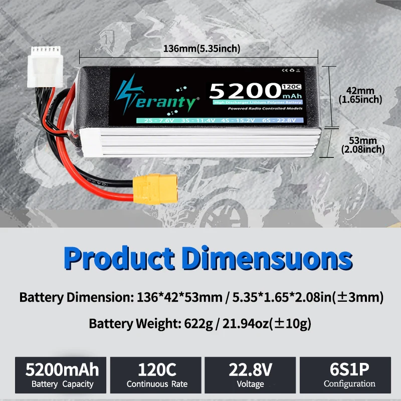 TERANTY batería LiPo para dron FPV con conector XT60 flexible - imagen 4