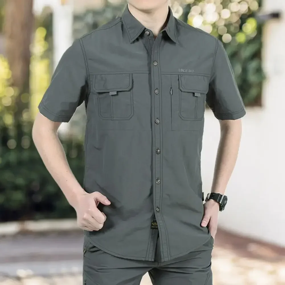 Camisa táctica manga corta hombre secado rápido cuello camisero - imagen 4