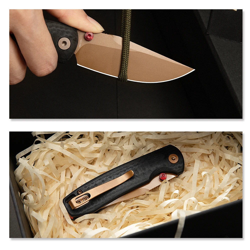 TRIVISA Cuchillo plegable de bolsillo EDC acero 14C28N, mango G10 - imagen 4