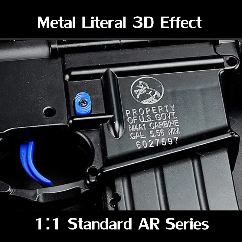 Pegatina Metal Dorado y Plateado para Gel Blaster M4A1 Efecto 3D - imagen 5