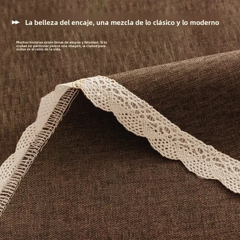 Mantel redondo impermeable efecto lino, resistente aceite y viento - imagen 5