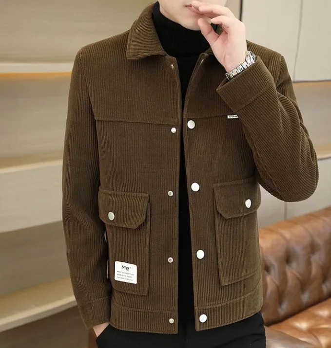 Chaquetas informales con cuello para hombre en color sólido