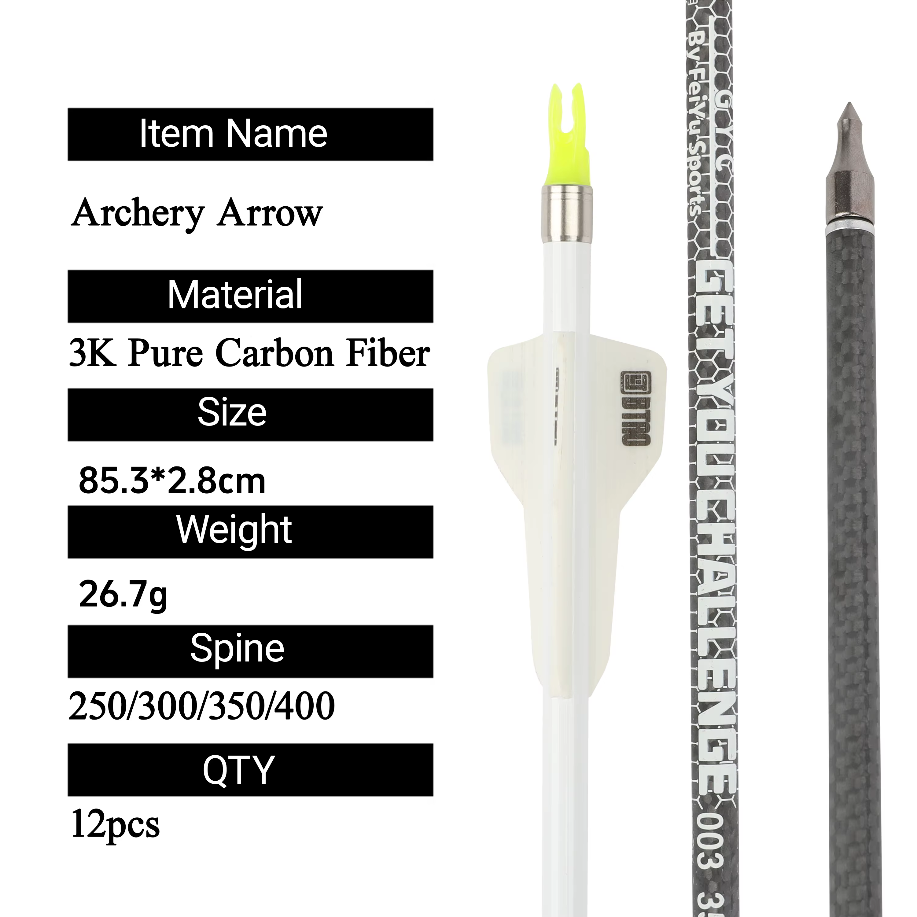 Flechas de carbono para arco recurvo compuesto, tiro preciso - imagen 5
