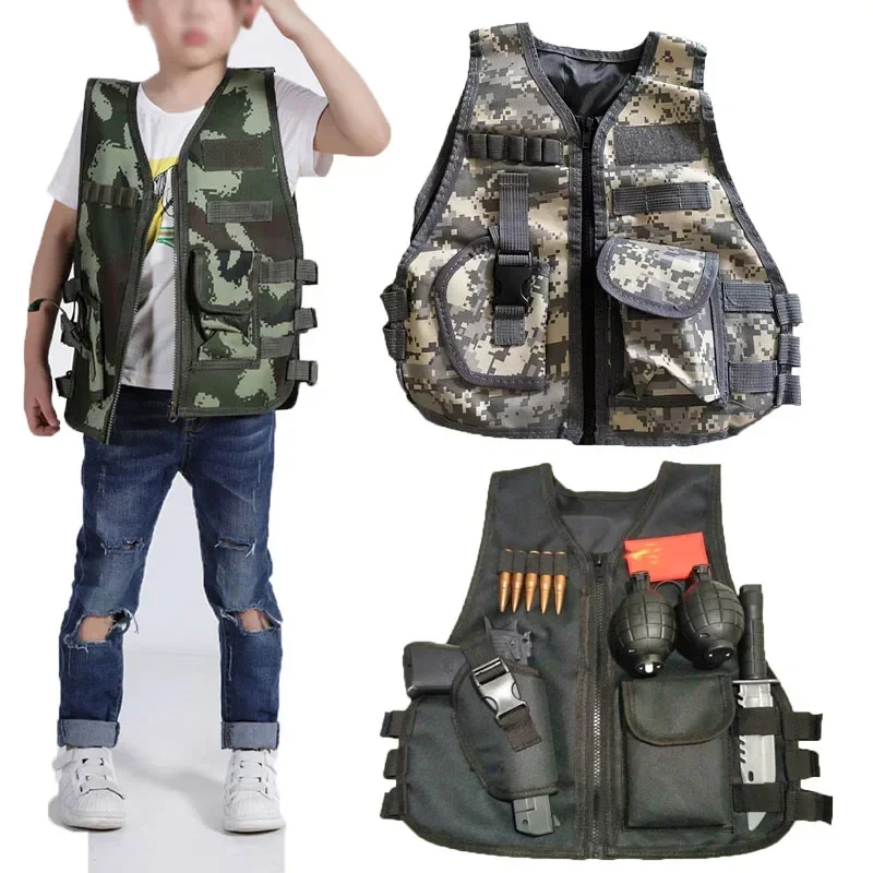 Chaleco táctico infantil camuflaje con bolsillos secado rápido - imagen 5