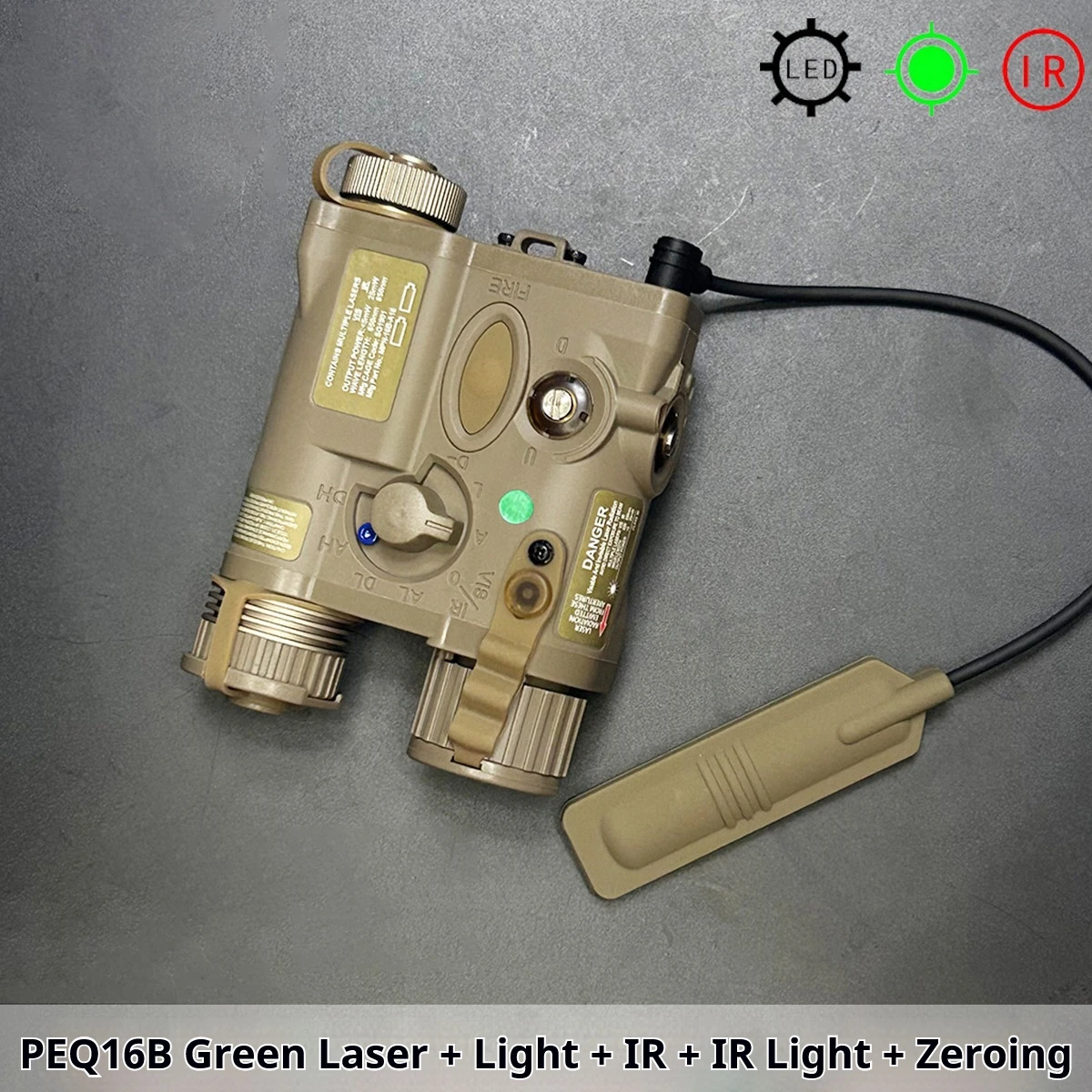 PEQ16B puntero láser táctico rojo/verde IR con linterna - imagen 2