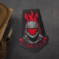 Parche Helljumper ODST bordado – Casco rojo flameante con velcro