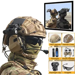 Casco táctico airsoft con goggles y linterna – Kit protección